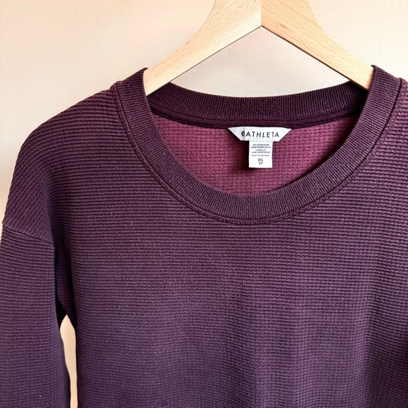 Burgundy Athleta Coaster Luxe Waffle Sweatshirt - Picture 2 of 7